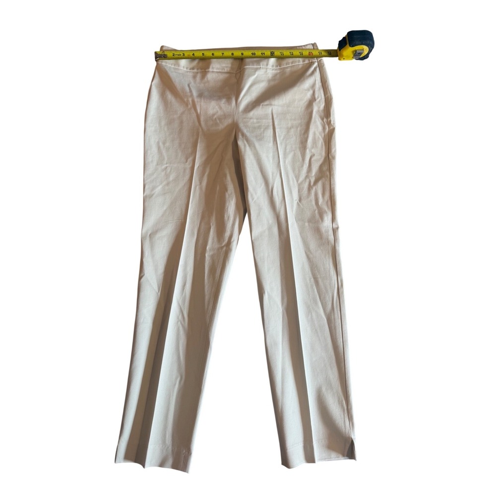 Talbots Chatham Ankle Pant Womens 10 Cream Beige Side Zip Slim Leg Trousers 28in